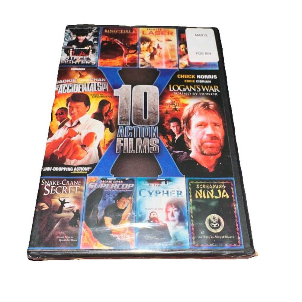 10 Action Films, Chuck Norris Jackie Chan 2 DVDs (DVD, 2013, 2-Disc Set)
